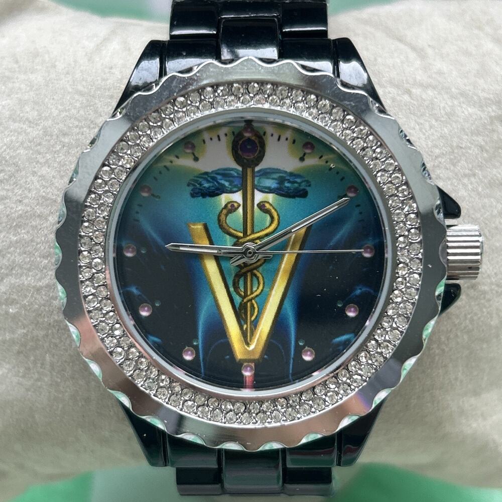 Zazzle Unique Dial Design Rhinestone Bezel Quartz Watch